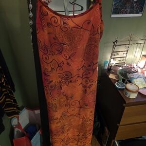 Vibrant Orange Patterned Dress